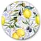 Designart - Lemon Ornament On Blue Geometrical Pattern III - Tropical Metal Circle Wall Art